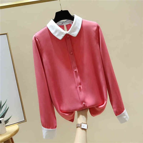 

autumn elegant women's doll collar long sleeves casual shirts female ladies shirt blouse a4058 210428, White