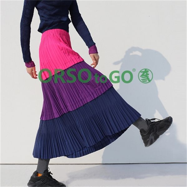 

skirt miyake fashion pleated skirt waist skirts, Black