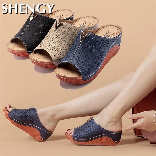 

women's summer slippers hollow slope wedges increase sandals ladies rome comfortable beach shoes for females sliders, Black