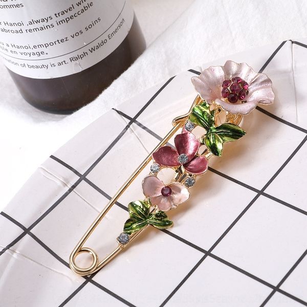 

wz3 style small curve needle pins fashion pindiamond versatile inlaid with diamond oil dripping flower brooch women's brooches sweater, Gray