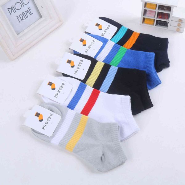 

socks self produced and sold spring summer men's ship all cotton sports two bars, Black;white