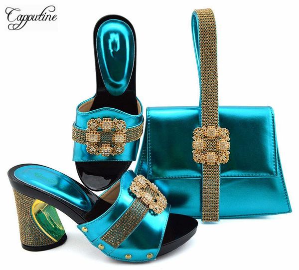 

dress shoes sky blue african high heel pump and bag set for evening party gfn1901, height 9cm, Black