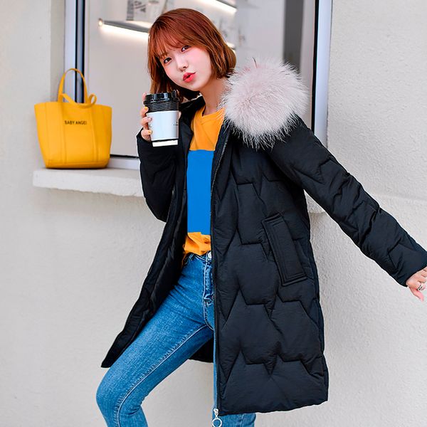 

women's down & parkas hoodie parka women winter warm hooded coat long sleeve thick loose pocket jackets overcoat casual female outwear, Black