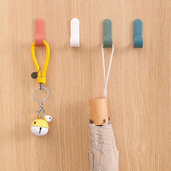 

hooks & rails self-adhesive wall hook plastic kitchen bathroom towel rag hanging rack punch door key umbrella holder