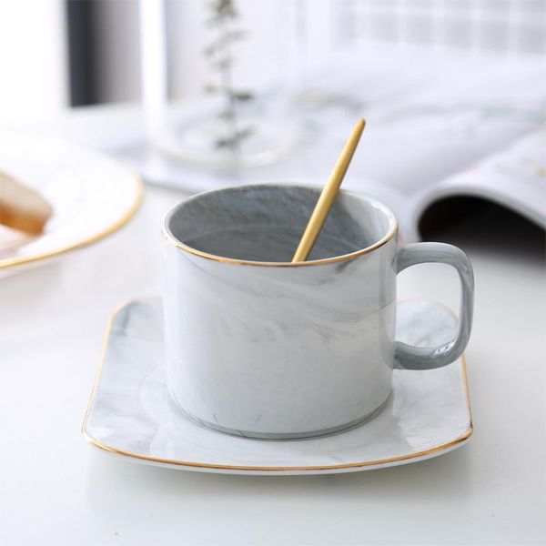 

mugs nordic marble coffee cup plate afternoon tea modern gold plated ins creative style breakfast leisure