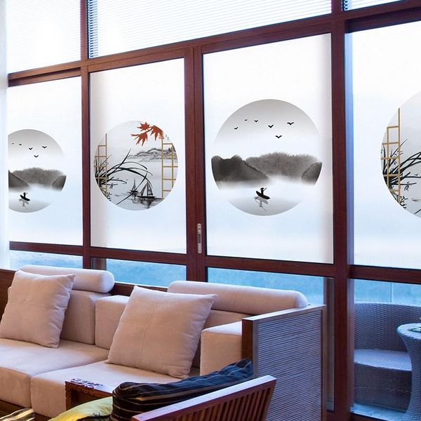 

window stickers static glass matte paper chinese decorative opaque living room study furniture film