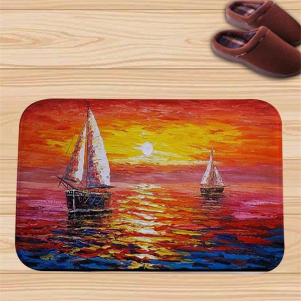 

carpets plants pattern oil painting lotus sunflower anti-slip suede carpet door mats doormat outdoor kitchen room floor mat rug