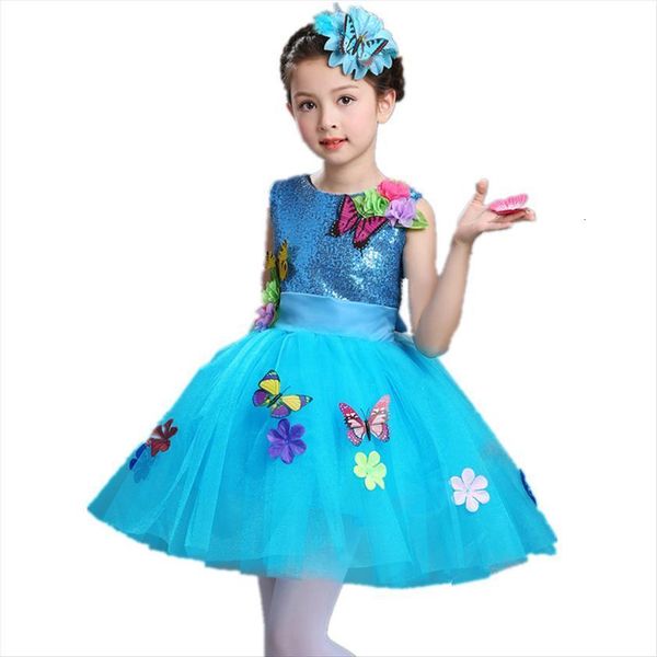 

flower childrens day girls girl dresses dance performance clothes for 3d mesh ball gown tutu princess dress party wedding costume, Red;yellow