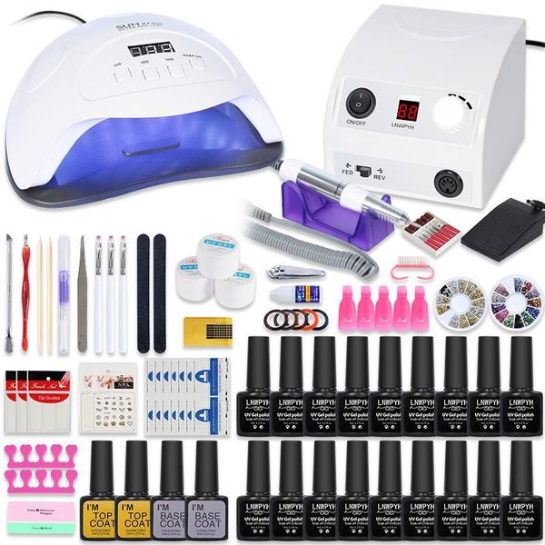 

manicure set nail dryer 18/12/10 color uv gel polish kit tools with drill machine files1