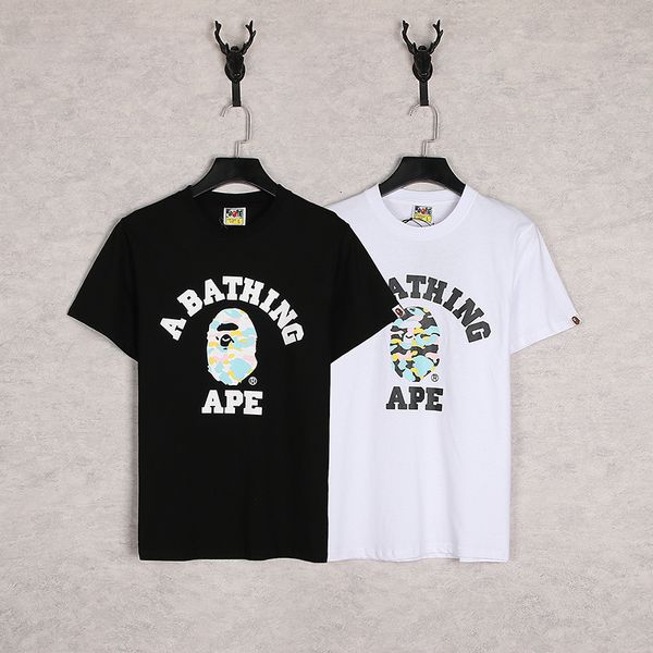 

t shirt chao brand ape head camouflage letter cartoon printed short sleeve, White