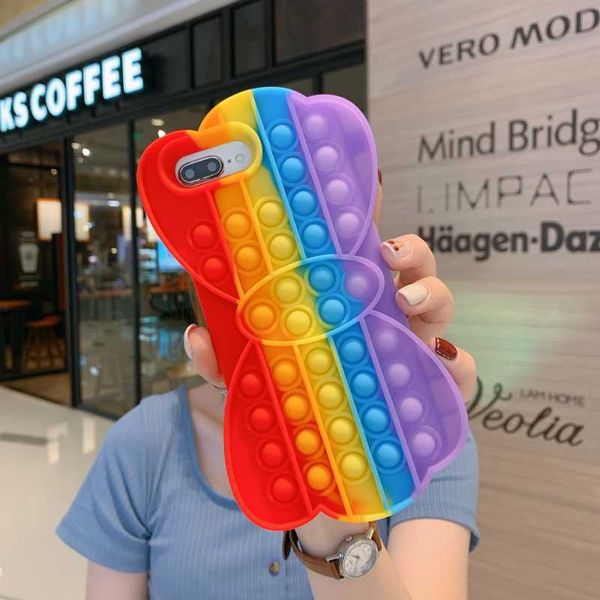 

cell phone pouches butterfly cases for 11 12 mini pro max 7 8 plus xr xs rainbow can be pressed soft back cover silica gel anti falling case
