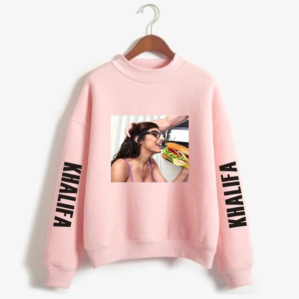 

women's hoodies & sweatshirts mia khalifa 2021 custom printed fashion turtleneck sweatshirt women/men long sleeve casual streetwear clo, Black