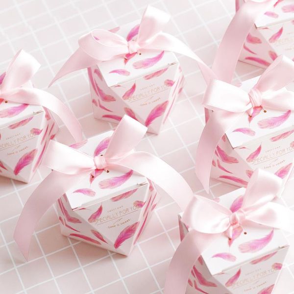 

gift wrap pink feather wedding favor box and bags sweet paper candy boxes for baby shower birthday guests party supplies
