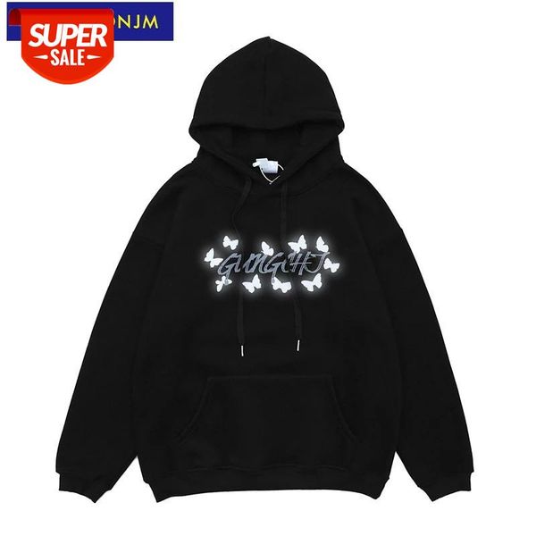 

uncledonjm butterfly fleece hoodie sweatshirt men harajuku streetwear hooded pullover cotton autumn loose gree-hm1048 #qh5s, Black