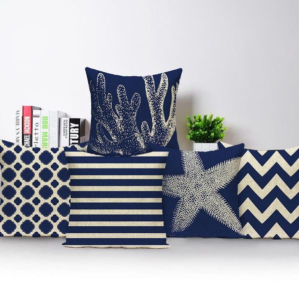 

cushion/decorative pillow navy coral and starfish cushion cover home sofa decorative nordic cushions dÃ©cor cases pillows bluettek stripe