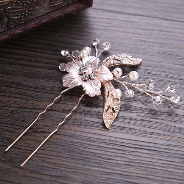 

hair clips & barrettes 2 pcs crystal pearl pins for bridal wedding accessories fashion women headdress jewelry, Golden;silver