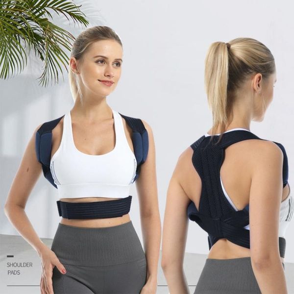 

body posture corrector shoulder back pain reliever spine straightener orthopedic brace belt corset support waist, Black;gray