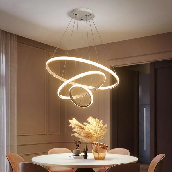 

pendant lamps modern chandelier ring led ceiling circle black attic living room dining kitchen interior lighting