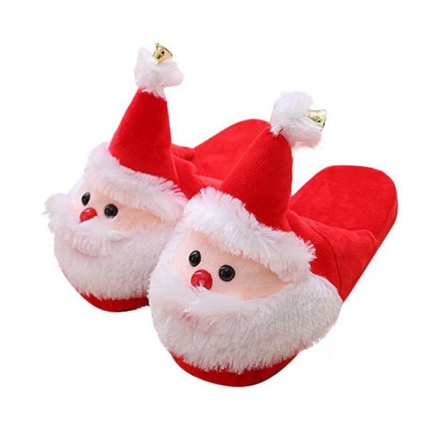 

slippers christmas winter cute santa plush warm couple home shoes non-slip, Black