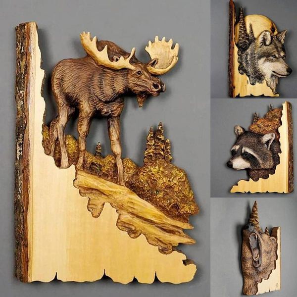 

decorative objects & figurines hanging sculpture animal pattern carving creative living room wall ornaments retro resin garden crafts