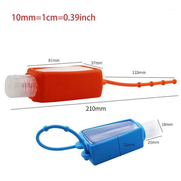 

storage bottles & jars clear 30ml empty bottle with silicone keychain holder hand sanitizer container 2021