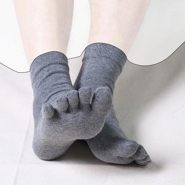 

men's socks quality business men five finger toe cotton anti-odor antifriction crew stockings male casual winter thermal 055521, Black