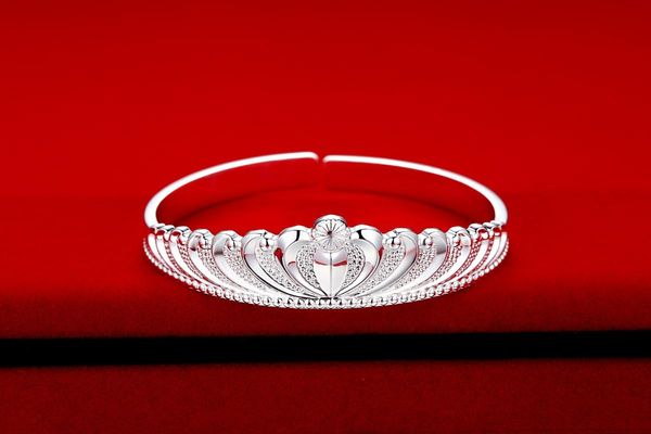 

personalized size wedding crown bracelet bridal jewelry bangle, Black