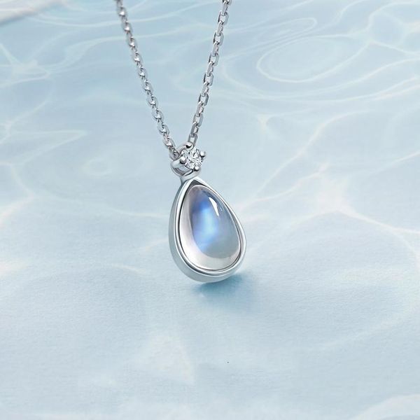 

chains fashion jewelry blue teardrop pendant necklace spring summer style sweet design chain for girl lady gifts, Silver