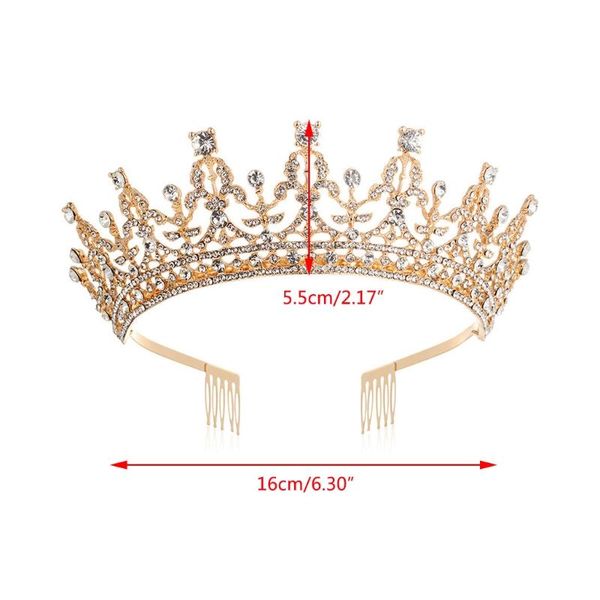 

hair clips & barrettes princess queen luxurious tiara crown with combs headband faux crystal rhinestone elegant headpiece bridal wedding pro, Golden;silver