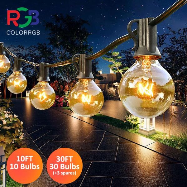

strings 30ft patio string light tungsten g40 globe lights for patio, led hanging waterproof 30 bulbs, shatterproof