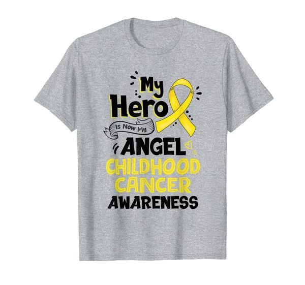 

My Hero Is Now My Angel Childhood Cancer Awareness T-Shirt, Mainly pictures