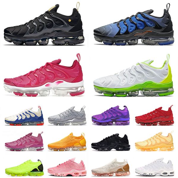 

mens womens tn plus running shoes black white yolk berry tns requin green cool grey atlanta pink university red dary blue designer sneakers