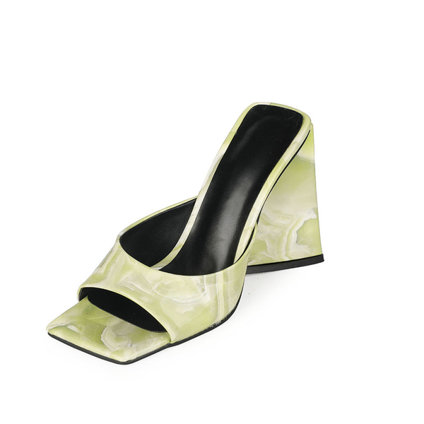 

block super high heels women mulzi 2021 new open square toe one strap women slippers party nightclub summer home slippers, Black