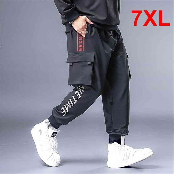 

big size 7xl hip hop streetwear cargo pant men oversize pants baggy sweatpants male jogger fashion trousers plus szie hx528, Black