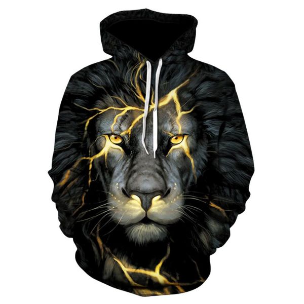 

men's hoodies & sweatshirts animal tiger 3d print vintage hoodie men harajuku funny sweatshirt lounge wear streetwear hip hop quality p, Black