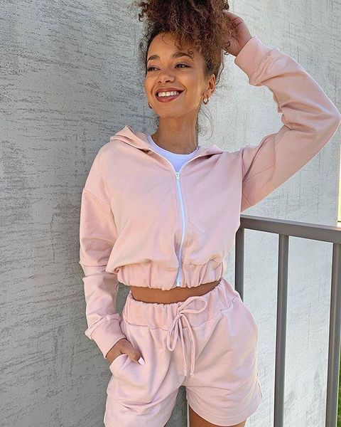 

autumn 2pcs sports suit women tracksuits high waist short bodycon long sleeve hoodies y2k color tractsuit, Gray