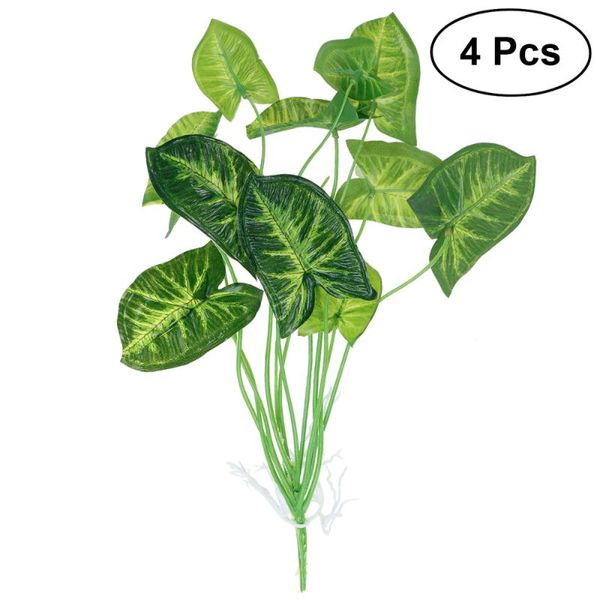 

decorative flowers & wreaths 4pcs artificial plants faux dasheen leaf bushes fake simulation greenery home decor indoor outside garden offic