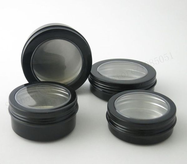 

storage bottles & jars design 12pcs/lot 60g/80g/100g/150g empty aluminium jar makeup cases sample container black metal tin for cosmeti