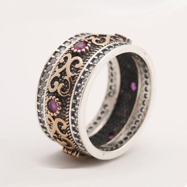 

wedding rings fashion retro engraved bohemian style women ring jewelry classic lady crystal engagement for female gift 30p116, Slivery;golden
