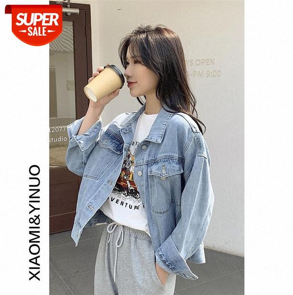 

[ou fan] 7919 denim jacket women's year retro hong kong flavor loose net red trendy #v168, Black;gray