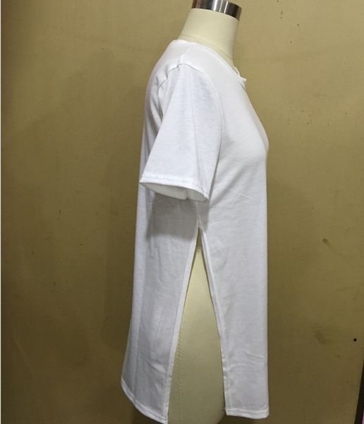 

new style fashion women summer loose short sleeve casual split on both sides t-shirt four colors solid, White