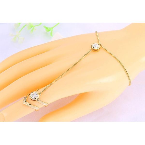 

charm bracelets women ring hand chain punk style jewelry open cuff geometric hollow lxh, Golden;silver