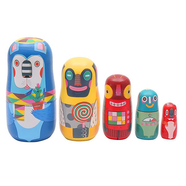 

5 layers wooden matryoshka dolls toys russian nesting babushka dolls for kids adults christmas new year gift home ornaments#38