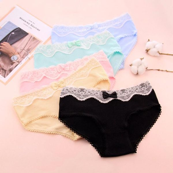 

soft comfortable women lingerie underwear briefs panties lady cotton panty girls majtki c0067 women's, Black;pink