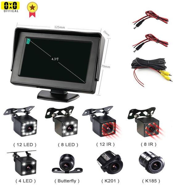 

car video reverse monitor 4.3 inch hd rear view camera with led night vision parking
