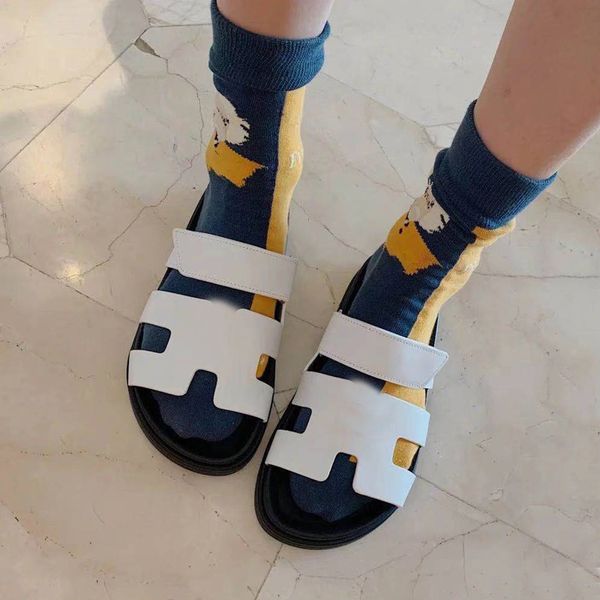 

leather slippers for women to wear in summer zlh, Black