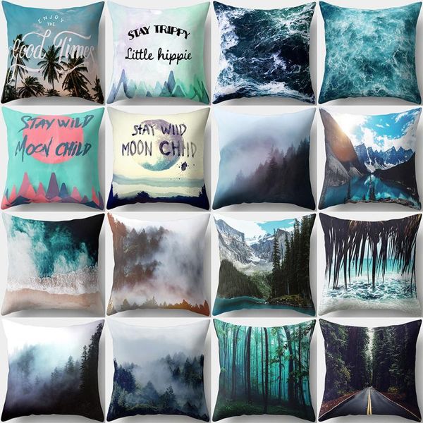

cushion/decorative pillow nordic landscape four seasons polyester cotton pillowcase car home sofa cushion decoration lumbar cover 45x45cm