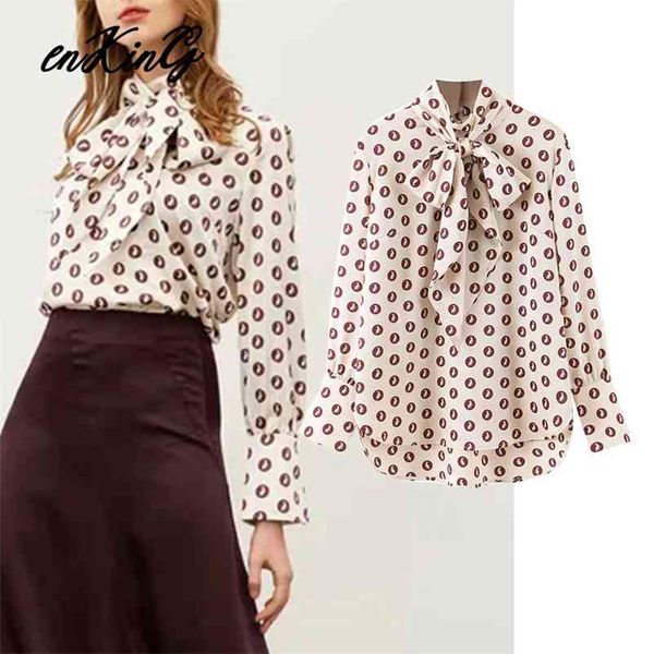 

england office lady bow animal printing blouse women za blusas mujer de moda shirt womens and plus size 210628, White