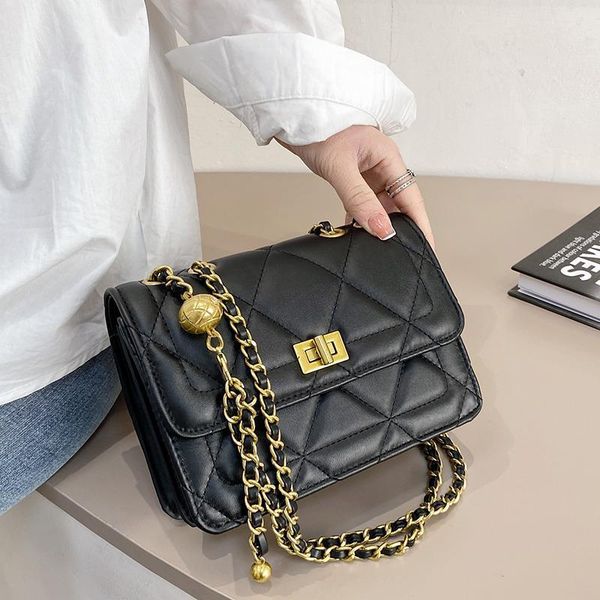 

evening bags crossbody bag shoulder handbag messenger purse women fashion chain all-match 2021 pu leather simple diamond lattice