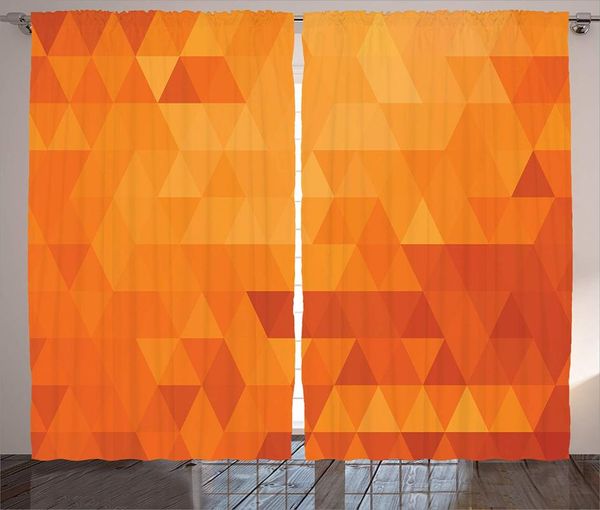 

curtain & drapes orange curtains home decor triangle mosaic shaded shapes abstract digital pixel decorative modern pattern living room